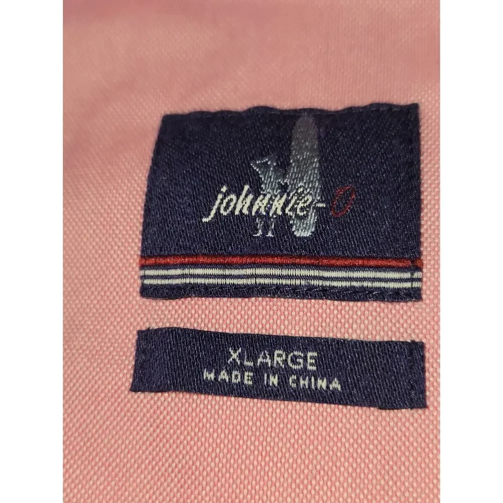johnnie-O Men's Button Down Long Sleeve Cotton/Tencel Blend Pink Shirt XL
